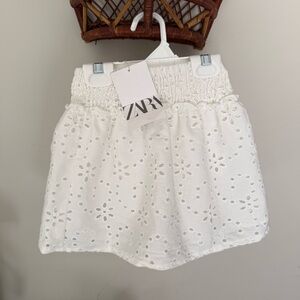 NWT Girl’s Zara White Eyelet Cotton Skirt